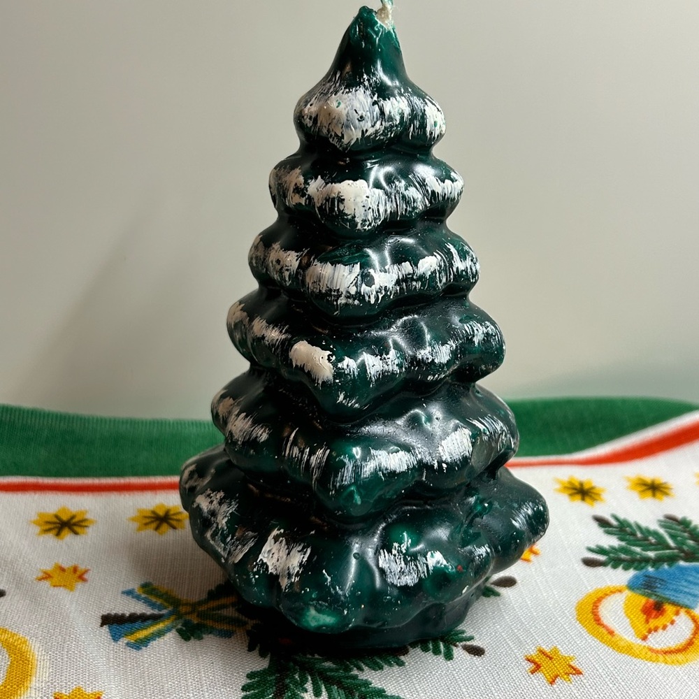 Vintage Green Christmas Tree Candle